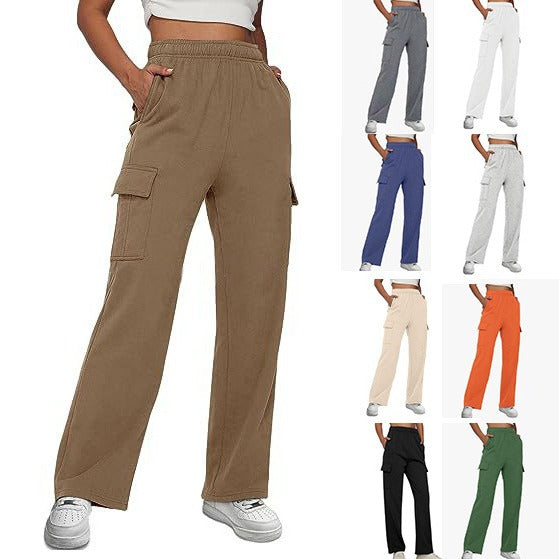 Damen Cargo-Hose mit weitem Bein, elastischem Bund und Cargotaschen Echo Archiv