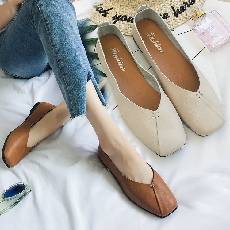 Damen nan quadratische Ballerina-Slipper aus weichem Kunstleder mit gepolstertem Komfortfußbett Echo Archiv