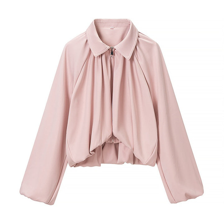 Damen Cropped-Jacke mit drapierter Vorderpartie, Reißverschluss und Ballonärmeln Echo Archiv