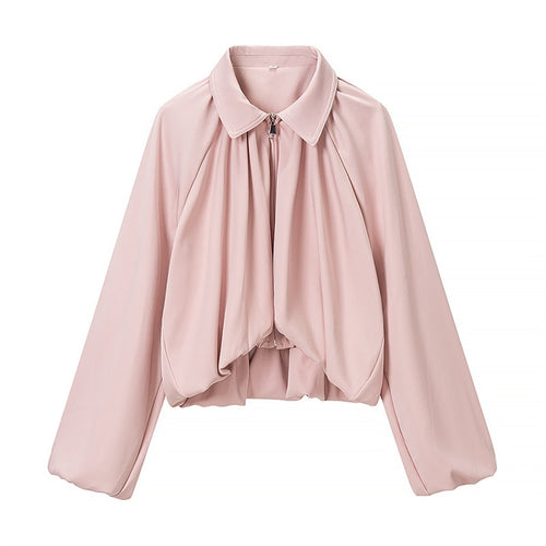 Damen Cropped-Jacke mit drapierter Vorderpartie, Reißverschluss und Ballonärmeln Echo Archiv