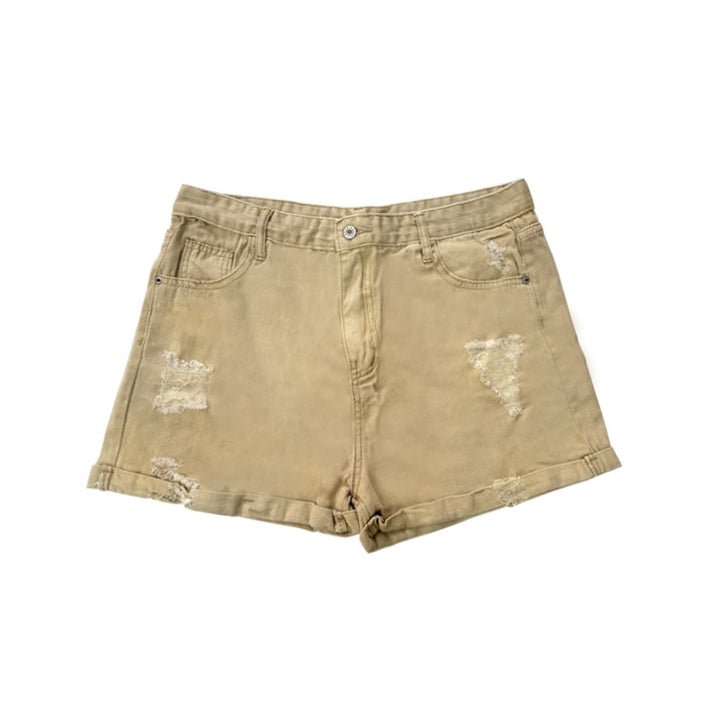 Damen Modische Destroyed Shorts aus Denim mit lässigem Schnitt und fransigen Details Echo Archiv