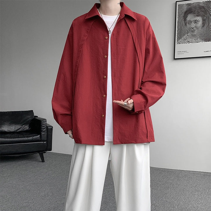 Herren Oversize-Hemdjacke aus leichtem Baumwollmix mit geradem Schnitt & Knopfleiste Echoarchiv