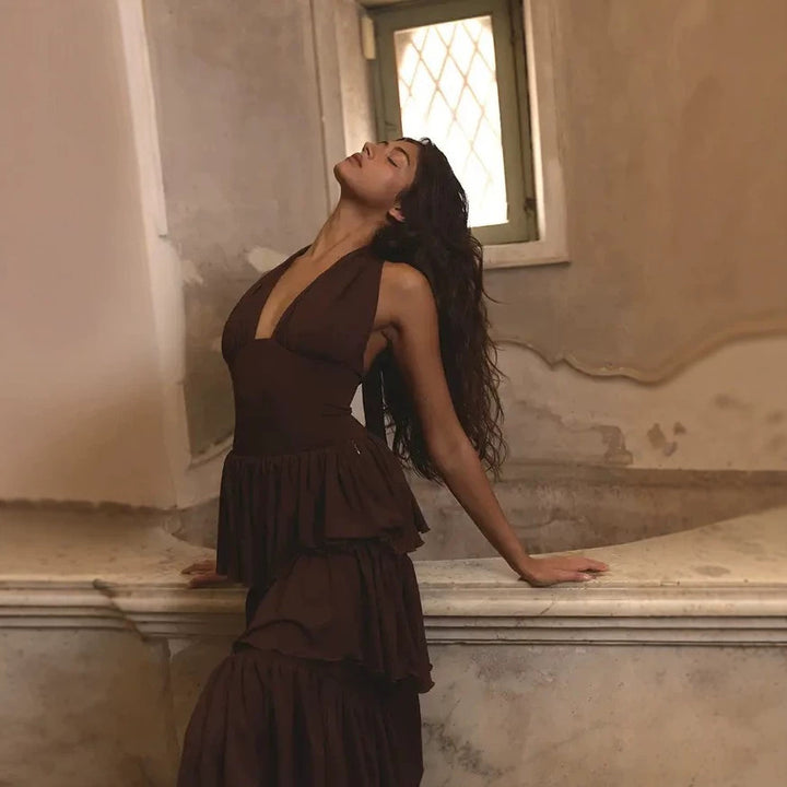 Damen Festliches Maxikleid mit Volantröcken Echo Archiv