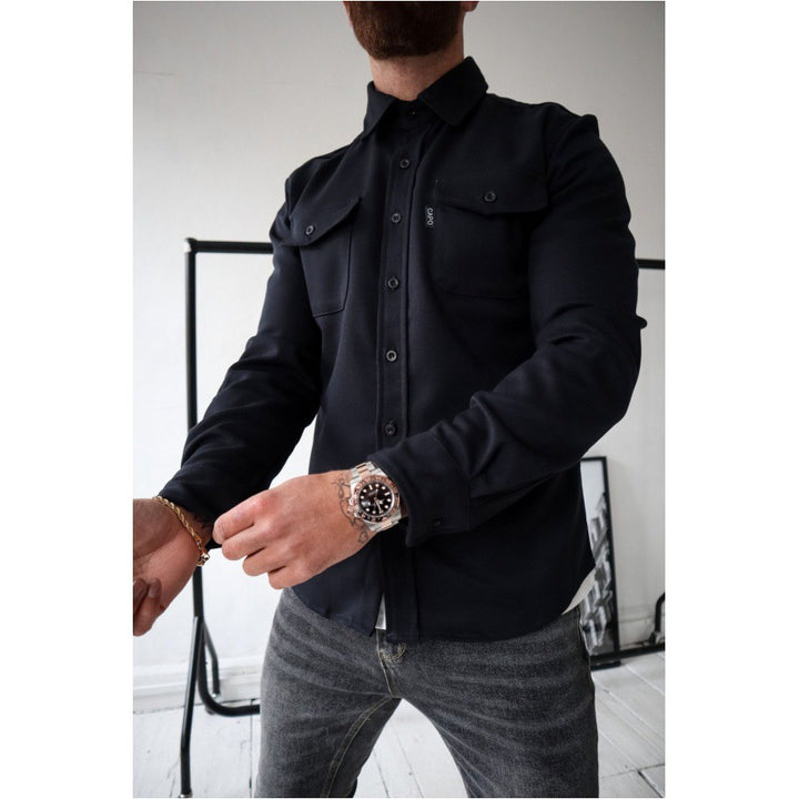 Herren Hemdjacke mit Brusttaschen und taillierter Passform – Taviero