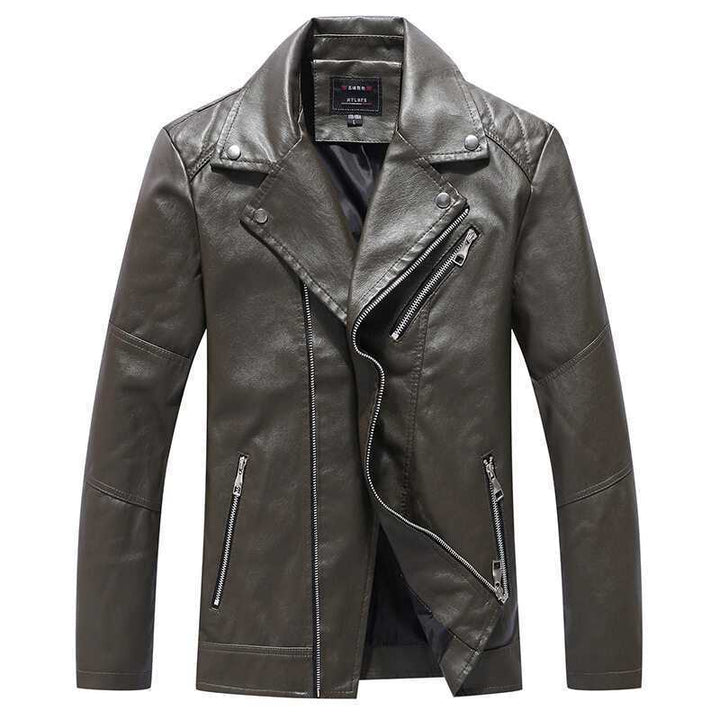 Herren Slim‑Fit Kunstleder‑Motorradblouson mit asymmetrischer Reißverschluss‑Front Echo Archiv