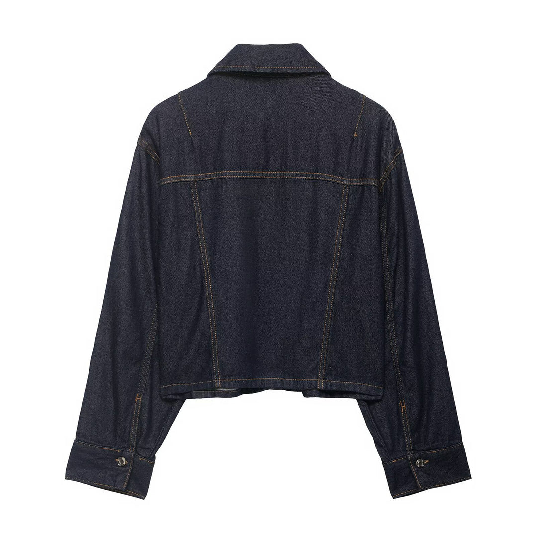 Damen Denim-Zweiteiler mit Cropped-Workerjacke und weiter High‑Waist-Hose Echo Archiv