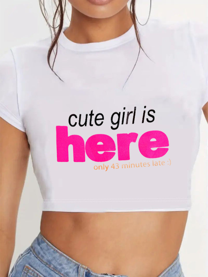 Damen Crop-T-Shirt mit auffälligem Statement-Print Echo Archiv 1777452337
