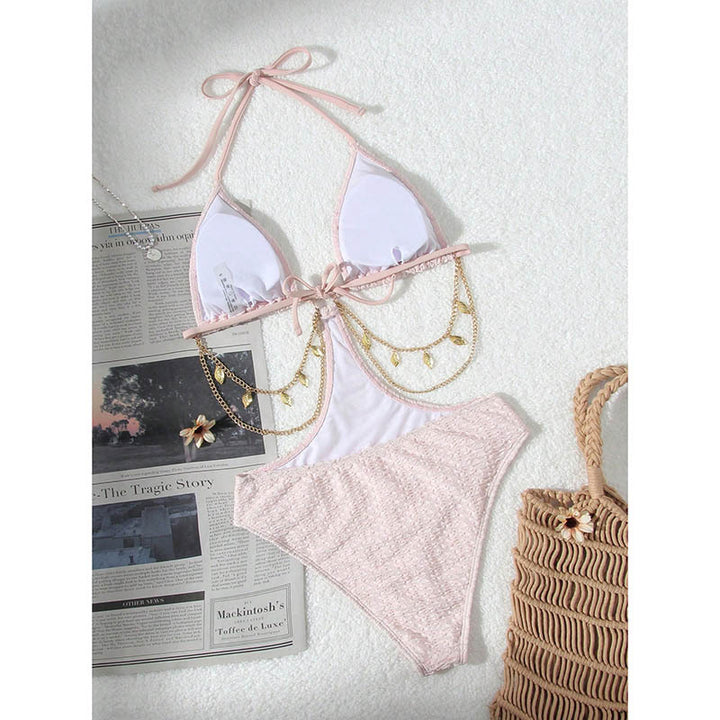 Damen Triangel-Bikini mit modischem Kettenakzent und verstellbaren Trägern Echo Archiv
