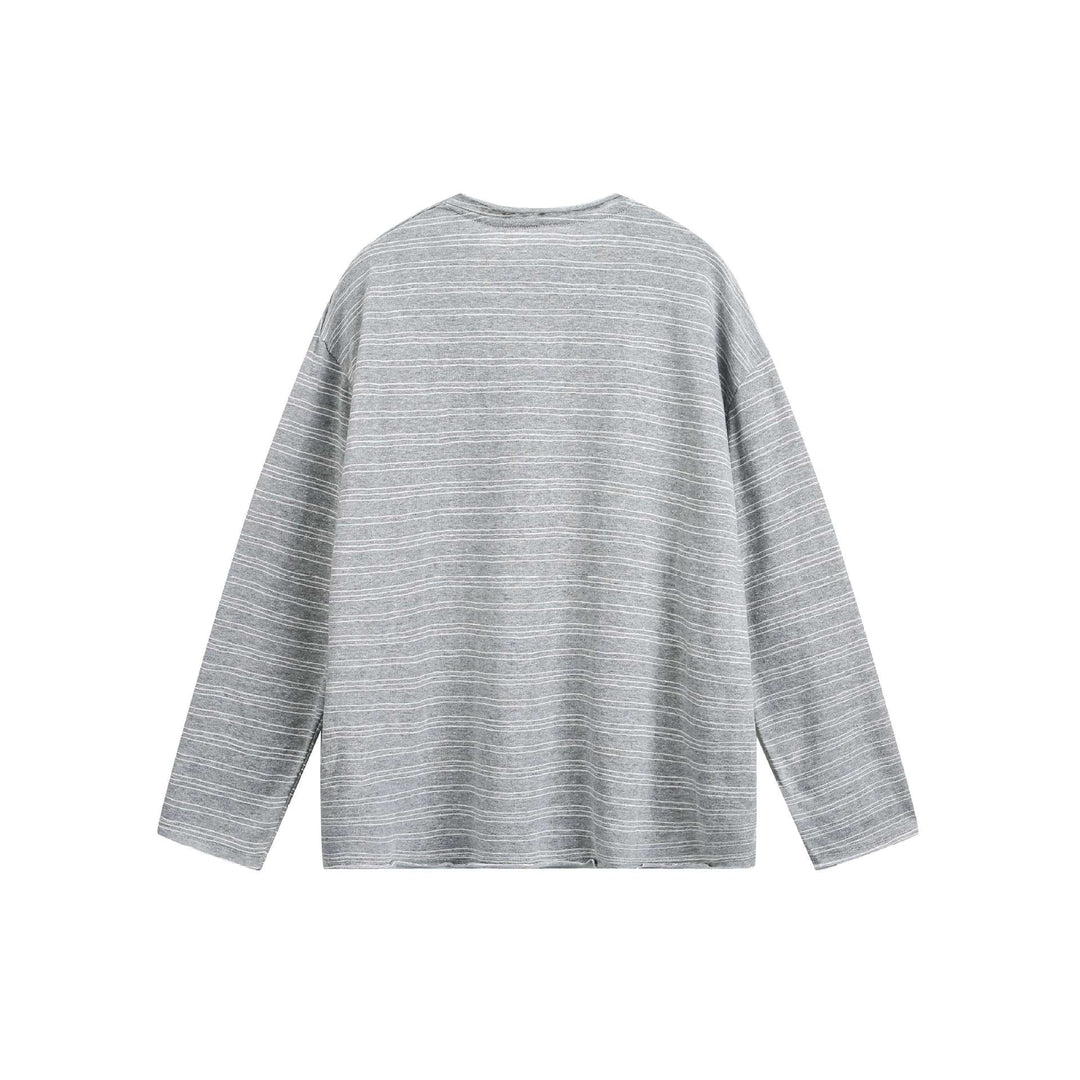 Unisex Oversize-Langarmshirt aus feinem Baumwollmix mit dezenter Streifenstruktur Echoarchiv