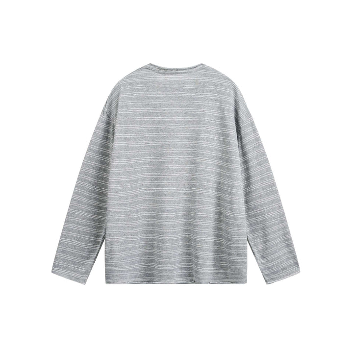 Unisex Oversize-Langarmshirt aus feinem Baumwollmix mit dezenter Streifenstruktur Echoarchiv