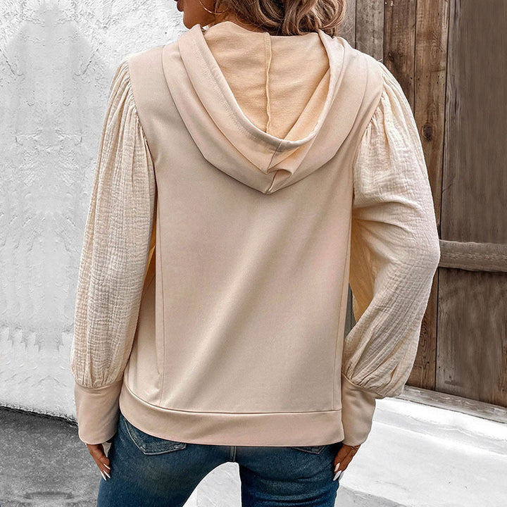 Damen Kapuzenpullover mit Ballonärmeln und Musselin-Einsatz Echoarchiv