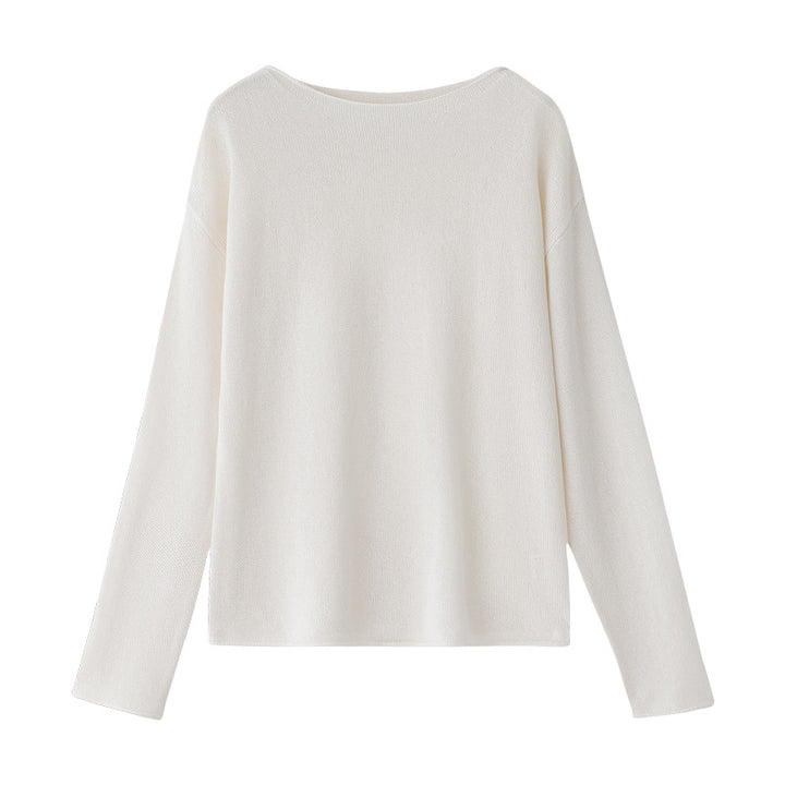 Damen Lockeres Boatneck-Feinstrickshirt mit überschnittenen Schultern & kaschierendem Fall Echo Archiv