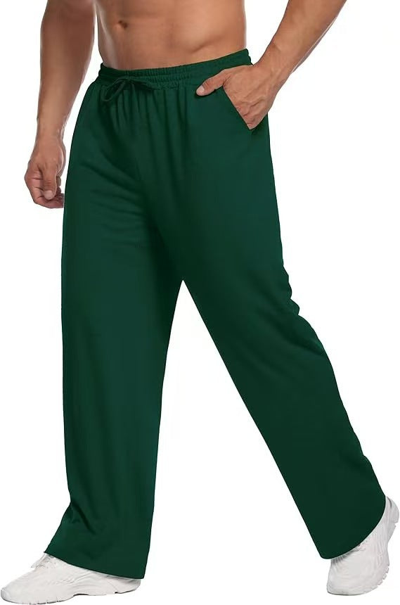 Herren locker fallende Loungehose aus softem Jersey mit Kordelzug, elastischem Bund und geradem Bein – Sorevano