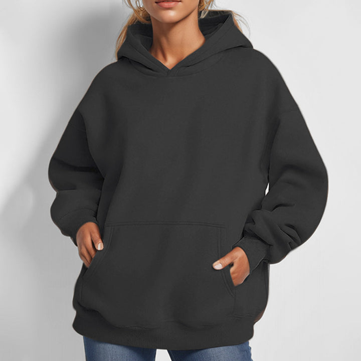 Damen Lockere Kapuzenpullover aus weichem Fleece mit Kängurutasche Echoarchiv