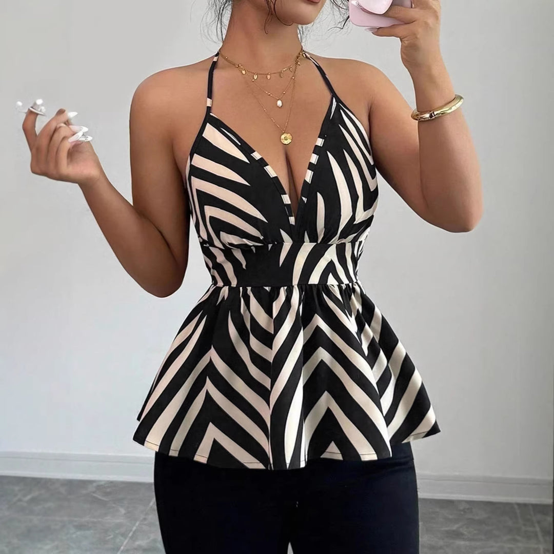 Damen Peplum-Top mit dekorativem V-Ausschnitt Echo Archiv