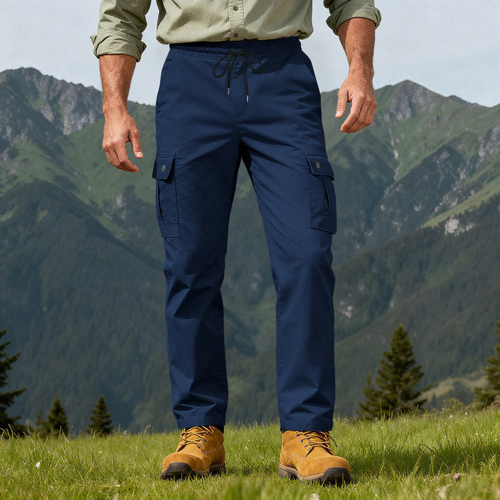 Herren Outdoor-Cargohose mit elastischem Tunnelzugbund und Druckknopf-Taschen – Bravaro