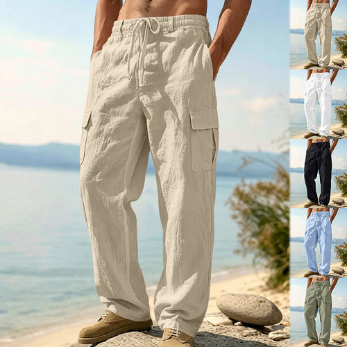 Herren Cargo-Hose mit Kordelzug, weitem Schnitt und aufgesetzten Taschen – Bravaro