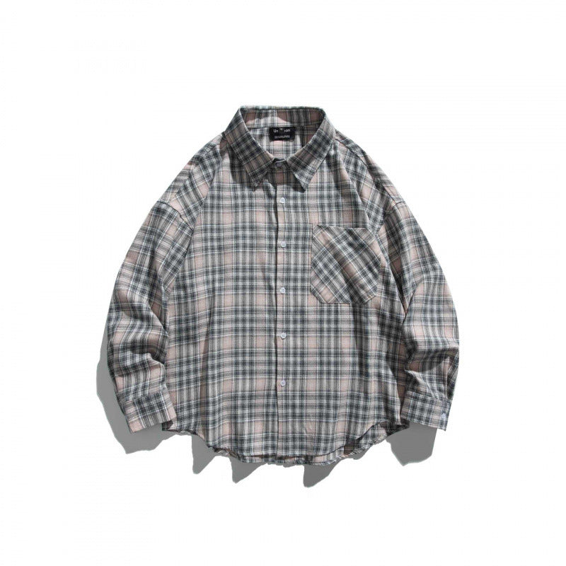 Unisex Oversize Karo‑Hemdjacke im Boxy‑Cut mit Brusttasche und abgerundetem Saum Echo Archiv