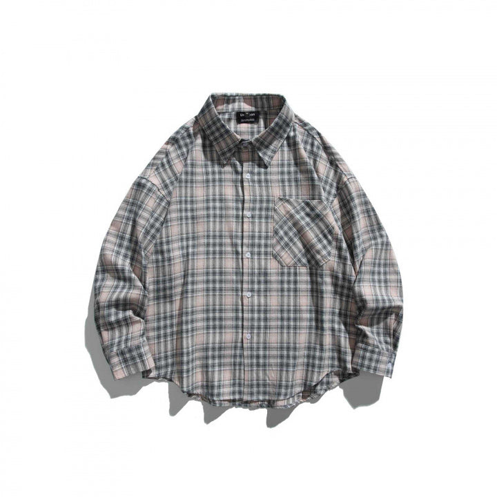 Unisex Oversize Karo‑Hemdjacke im Boxy‑Cut mit Brusttasche und abgerundetem Saum Echo Archiv