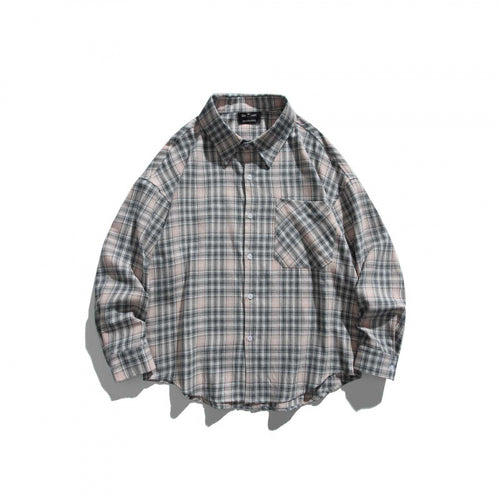 Unisex Oversize Karo‑Hemdjacke im Boxy‑Cut mit Brusttasche und abgerundetem Saum Echo Archiv