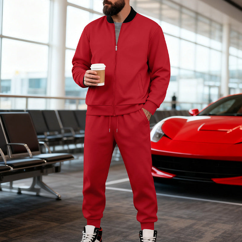 Herren nan sportlicher Freizeitanzug aus weicher Baumwollmischung mit Reißverschlussjacke und elastischer Jogginghose Echo Archiv