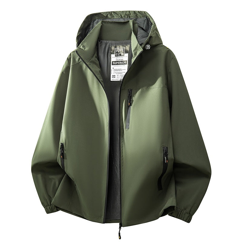Herren Leichte wasserabweisende Kapuzen‑Softshelljacke mit Mesh‑Futter, Reißverschlusstaschen & elastischen Bündchen Echoarchiv