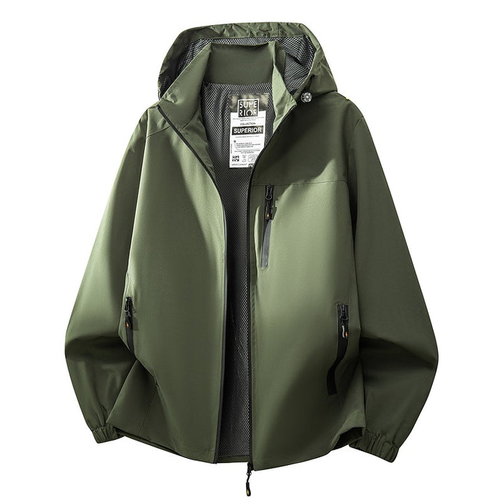Herren Leichte wasserabweisende Kapuzen‑Softshelljacke mit Mesh‑Futter, Reißverschlusstaschen & elastischen Bündchen Echoarchiv