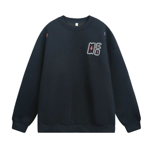 Unisex Oversize-Sweatshirt mit gesticktem Emblem und überschnittener Schulter Echo Archiv