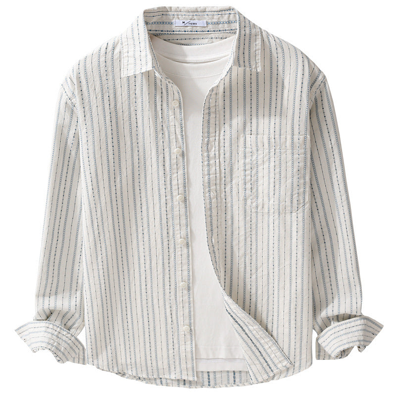 Herren Gestreiftes Overshirt aus Baumwollmix mit Brusttasche und Relaxed-Fit Echoarchiv