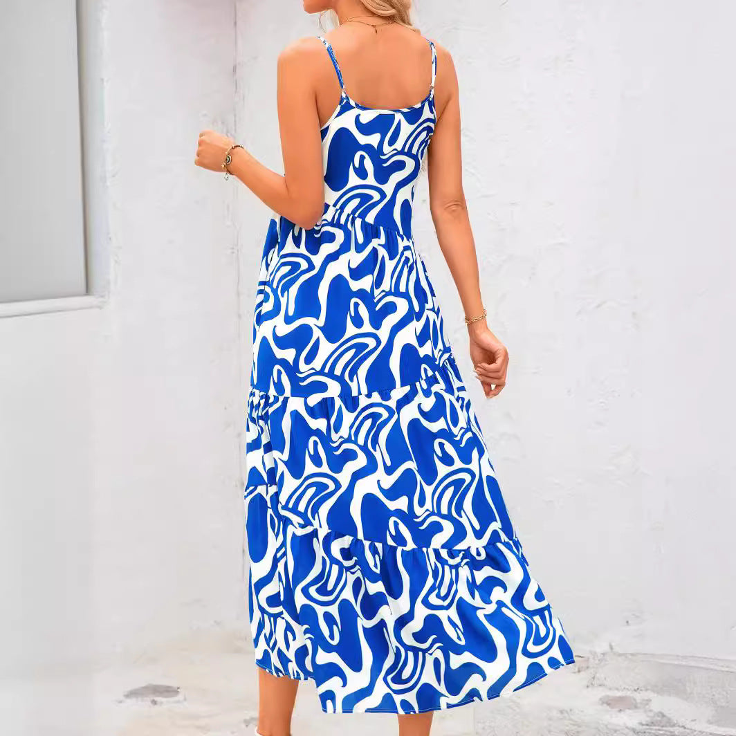 Damen Maxikleid mit verspieltem Schnitt und fließenden Volants Echo Archiv