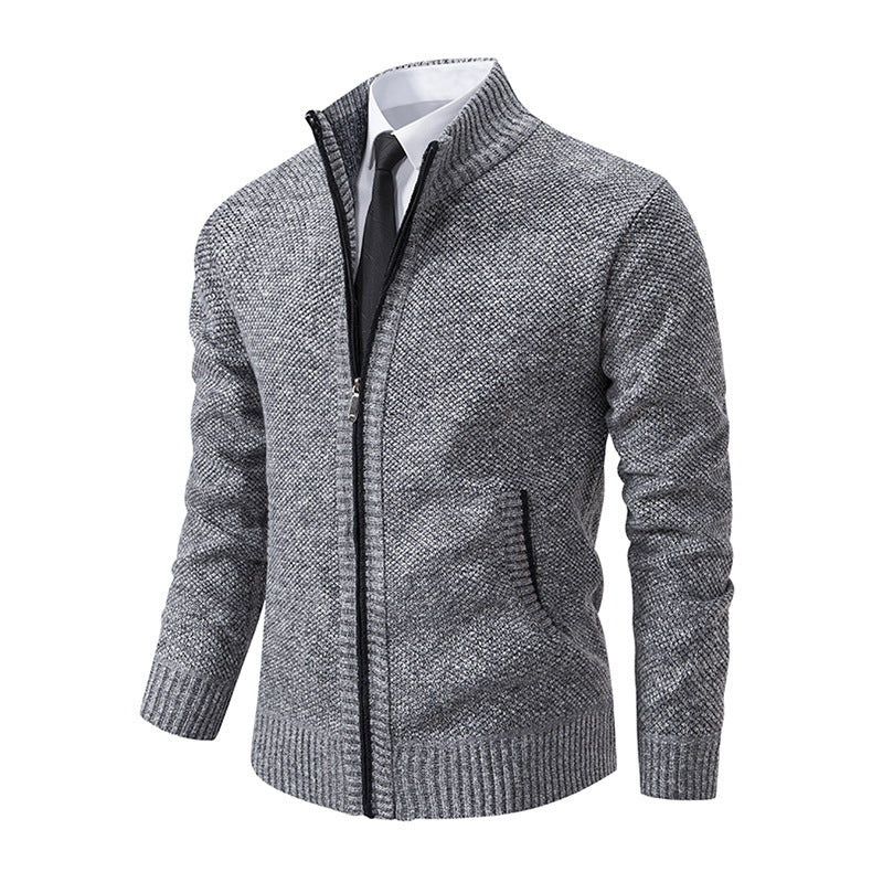 Herren modische Strickjacke mit hohem Kragen und Reißverschluss Echoarchiv