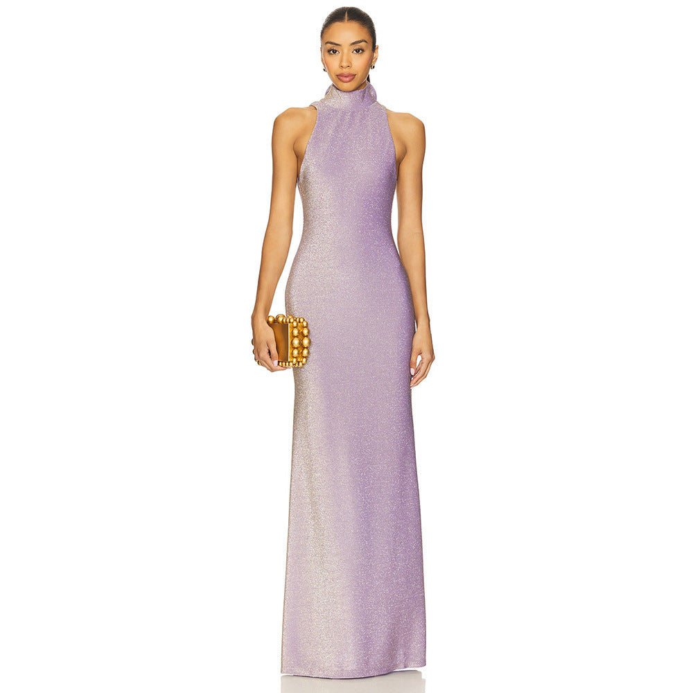 Damen Elegantes Maxikleid mit hohem Stehkragen und figurbetontem Schnitt Echo Archiv