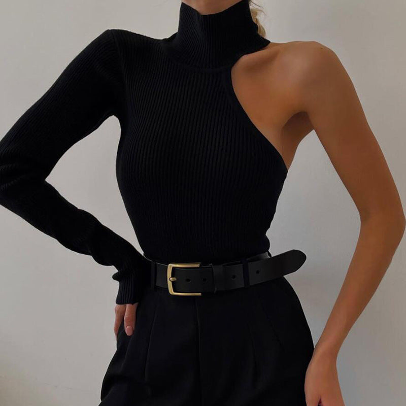 Damen Elegantes Einarmiges Bodysuit mit Stehkragen Echo Archiv
