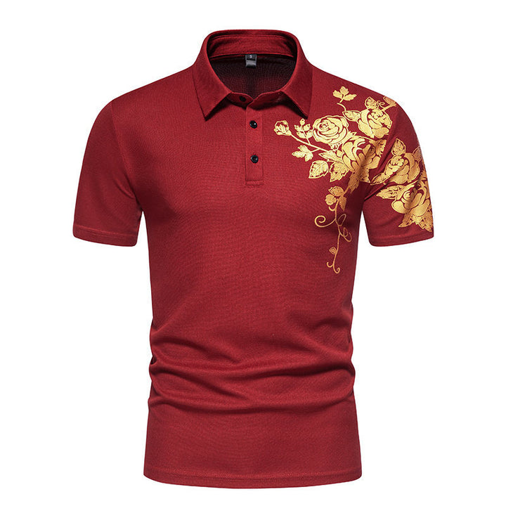 Herren Polohemd mit floraler Applikation Echoarchiv