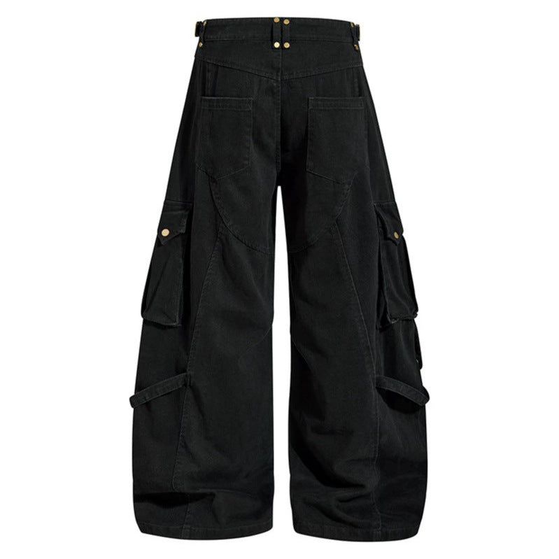 Damen weite Cargo‑Culotte‑Hose mit verstellbaren Riemen, großen Klappentaschen und Ballon‑Silhouette Echoarchiv