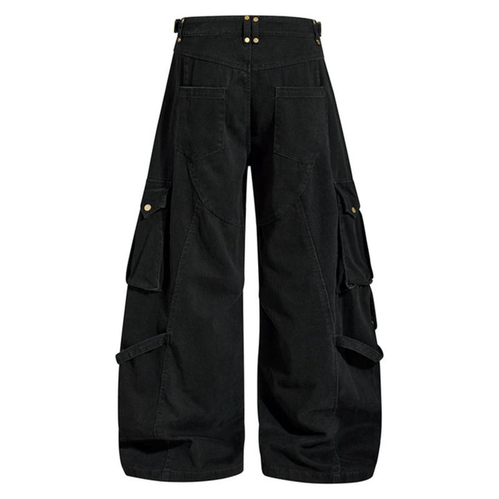 Damen weite Cargo‑Culotte‑Hose mit verstellbaren Riemen, großen Klappentaschen und Ballon‑Silhouette Echoarchiv