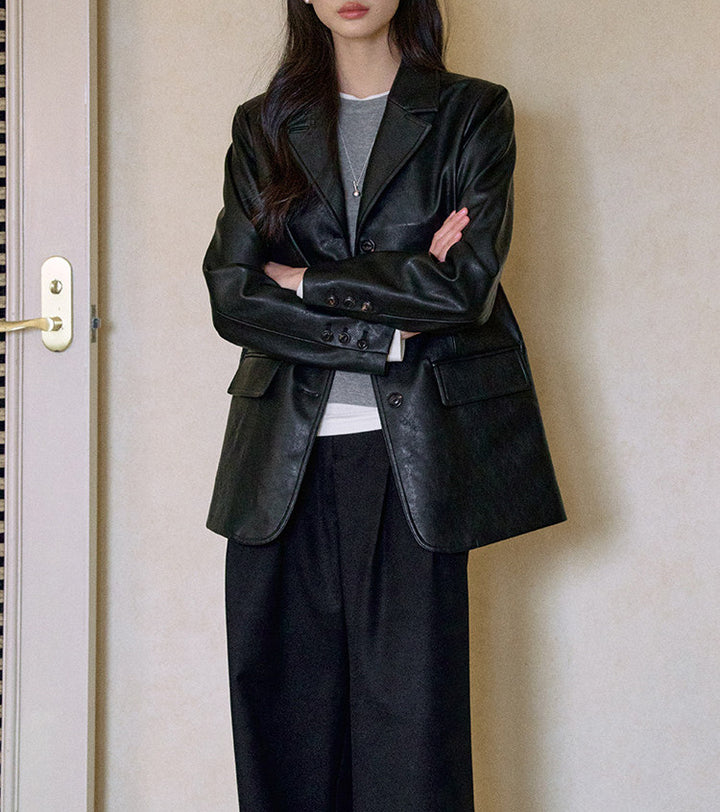 Damen Modischer Lederblazer Echoarchiv