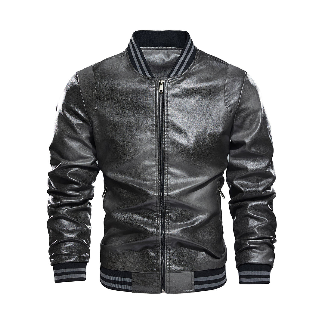 Herren klassische Lederjacke mit elastischen Rippbündchen Echoarchiv