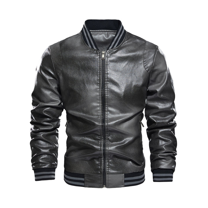 Herren klassische Lederjacke mit elastischen Rippbündchen Echoarchiv