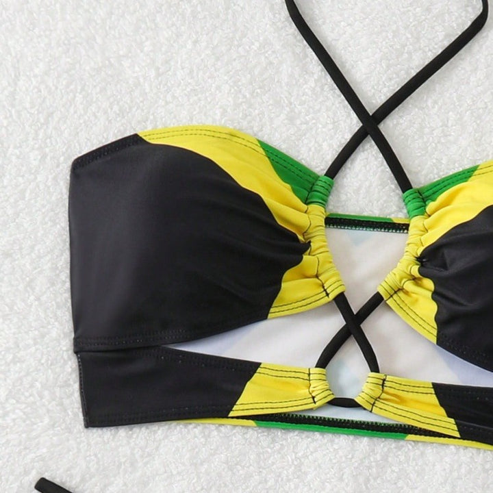 Damen Bikini mit trendy gekreuztem Oberteil und hohem Beinausschnitt Echo Archiv