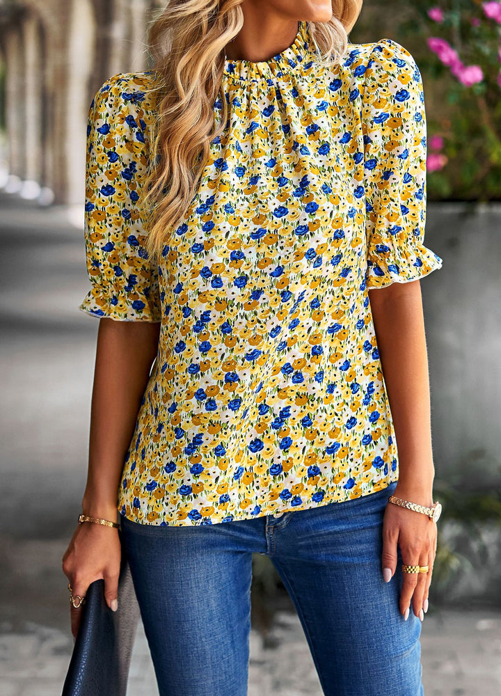 Damen Bluse mit floralem Muster und modernen Puffärmeln Echo Archiv