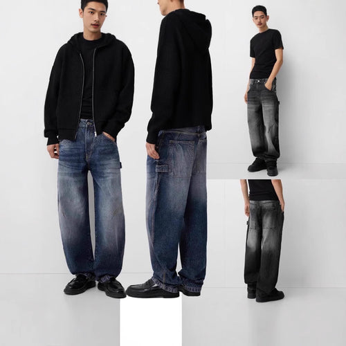 Herren nan lockere Carpenter-Jeans mit weitem Bein, tiefem Schritt und stonewashed Used-Optik Echo Archiv