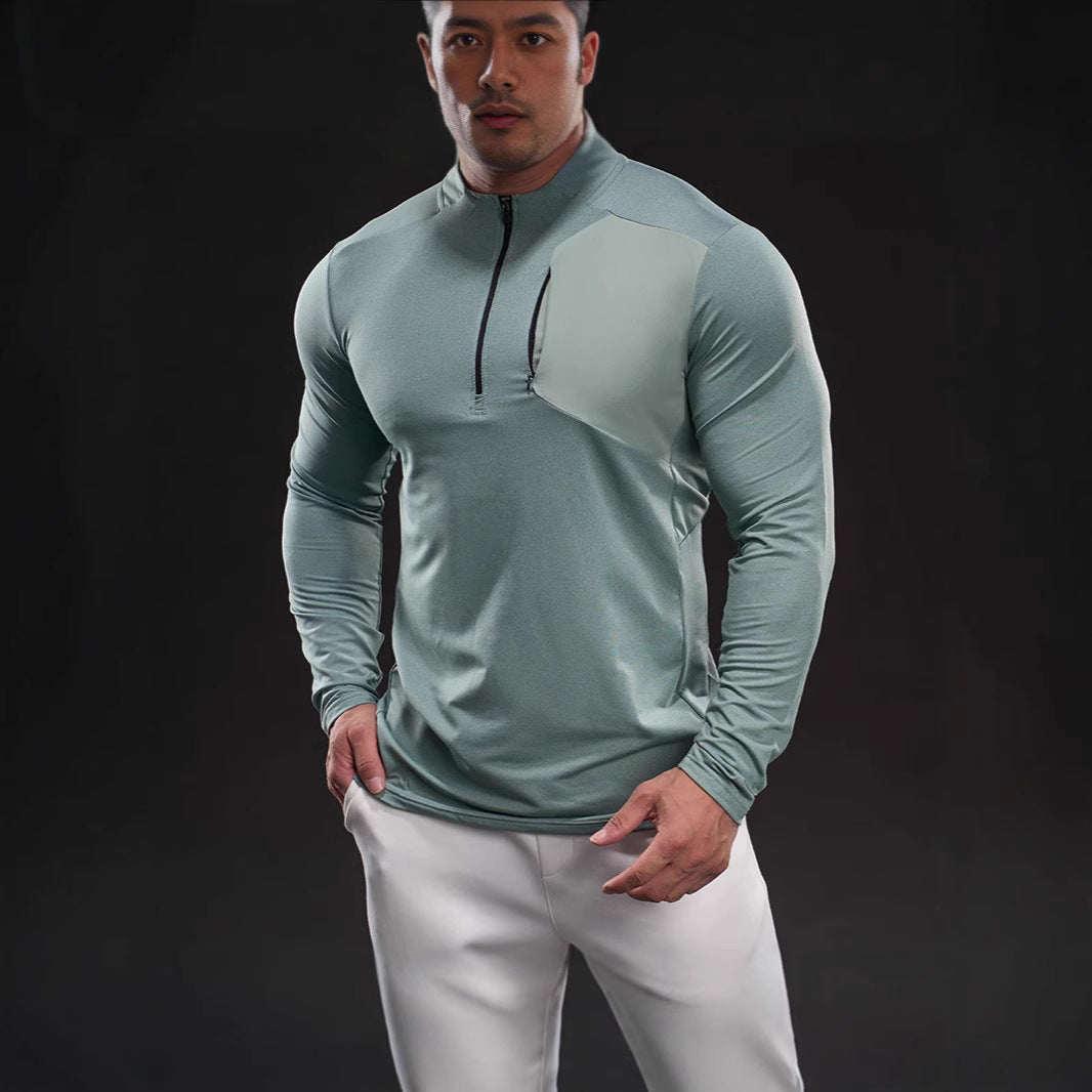 Herren Atmungsaktives Funktions-Langarmshirt mit kurzem Reißverschluss und Slim‑Fit – Marzano