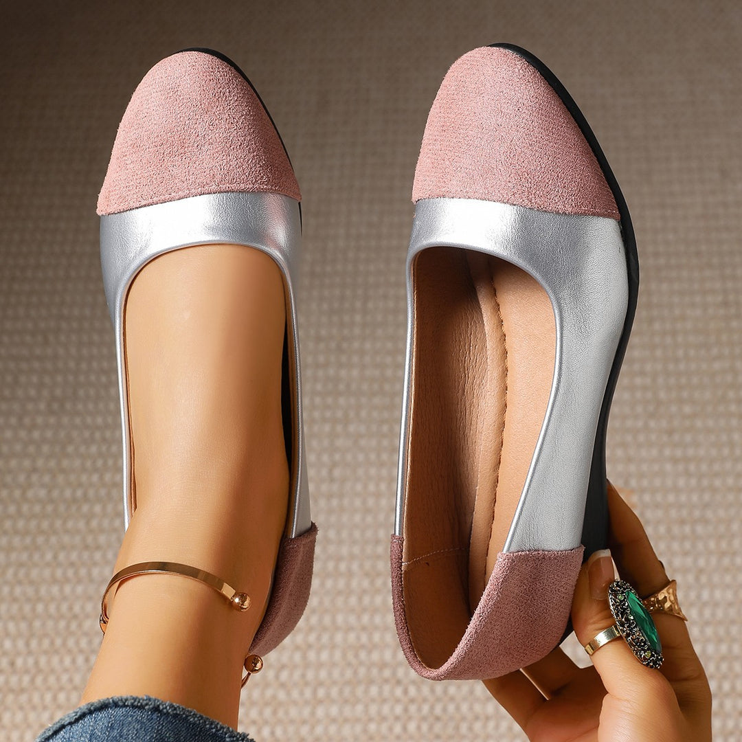 Damen Komfort-Ballerinas mit leichtem Keilabsatz, Materialmix und gepolstertem Fußbett – Lioré