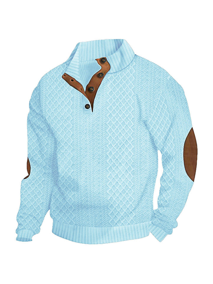 Herren Strickpullover mit meliertem Muster und Knopfleiste Echoarchiv