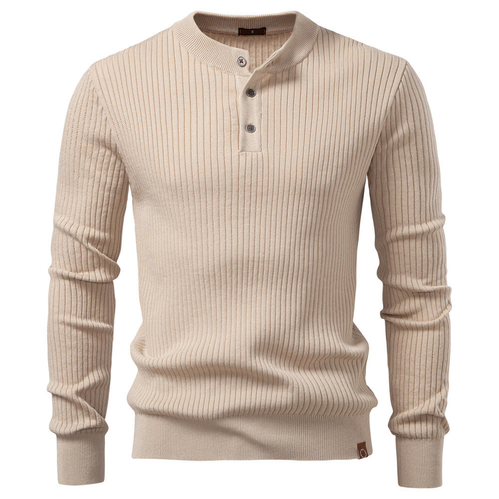 Herren Strickpullover mit feinem Rippenmuster und modischem Knopfdetail Echoarchiv
