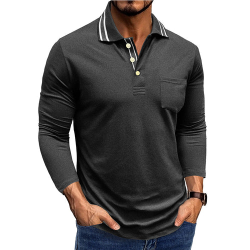 Herren elegantes Langarm Polo-Shirt mit modischem Kragen Echoarchiv
