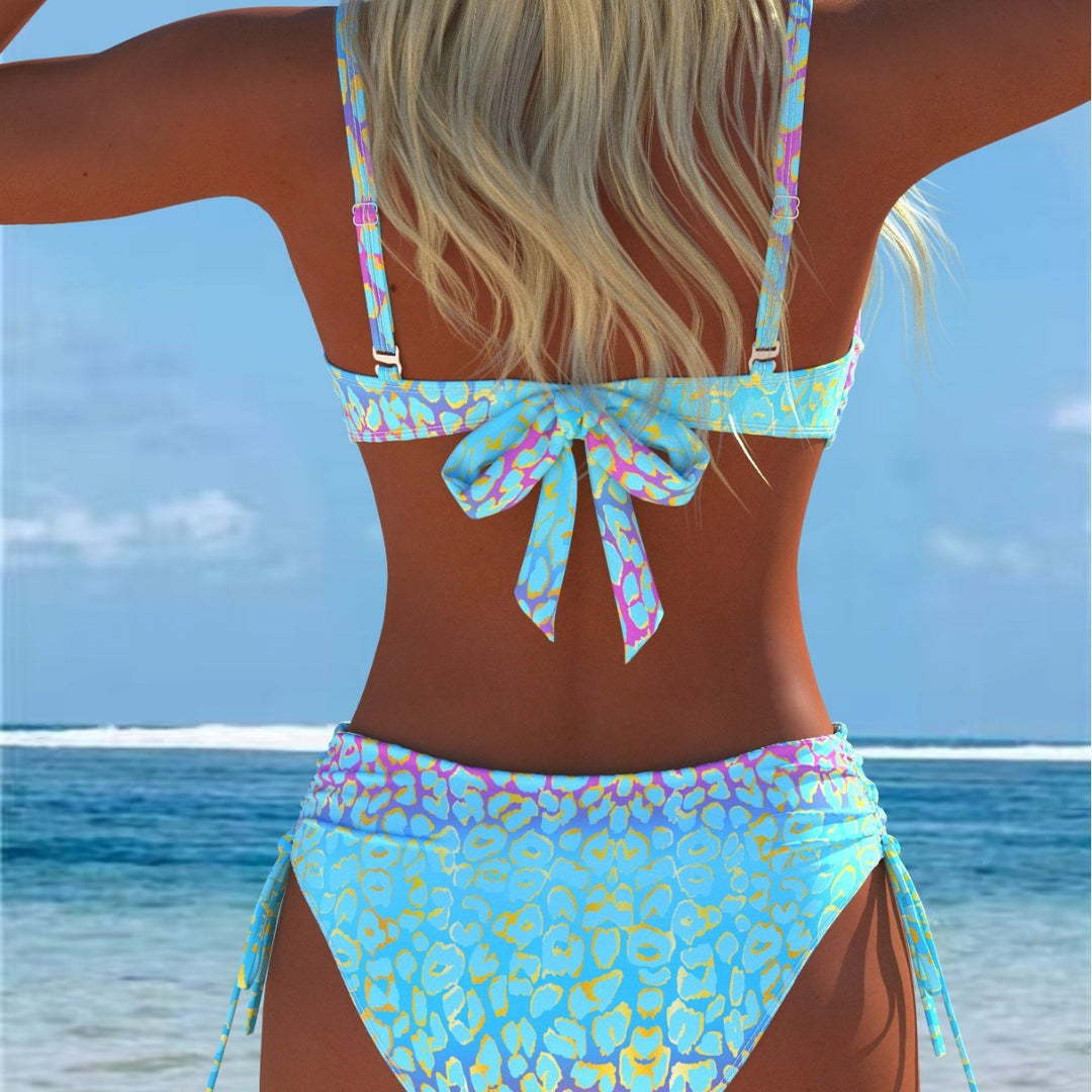 Damen Bikini-Set mit modischem geometrischem Muster und hohen Schnittformen Echo Archiv