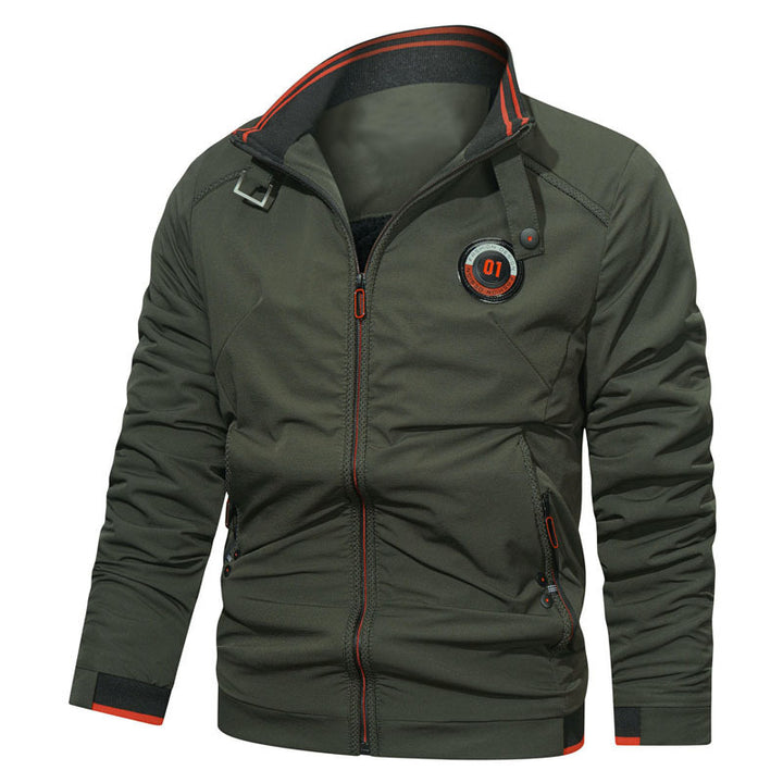 Herren leichte Zipjacke mit Stehkragen, sportiven Kontrastdetails und Reißverschlusstaschen Echoarchiv