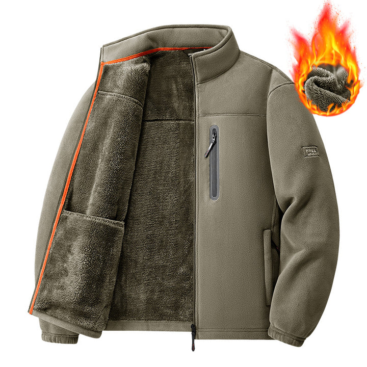 Herren nan Thermo-Fleecejacke mit hochflorigem Teddyfutter, Brust-Reißverschlusstasche und winddichter Front Echo Archiv